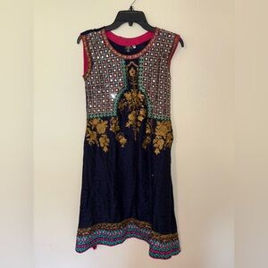 Elegant Multicolor Embellished Dress With Pants Size Small